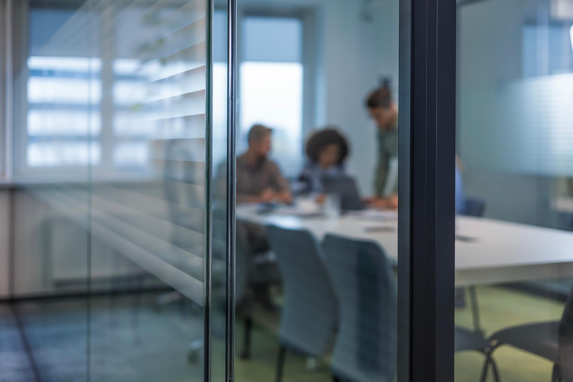 Business office with blurred people casual wear, with blurred bokeh background